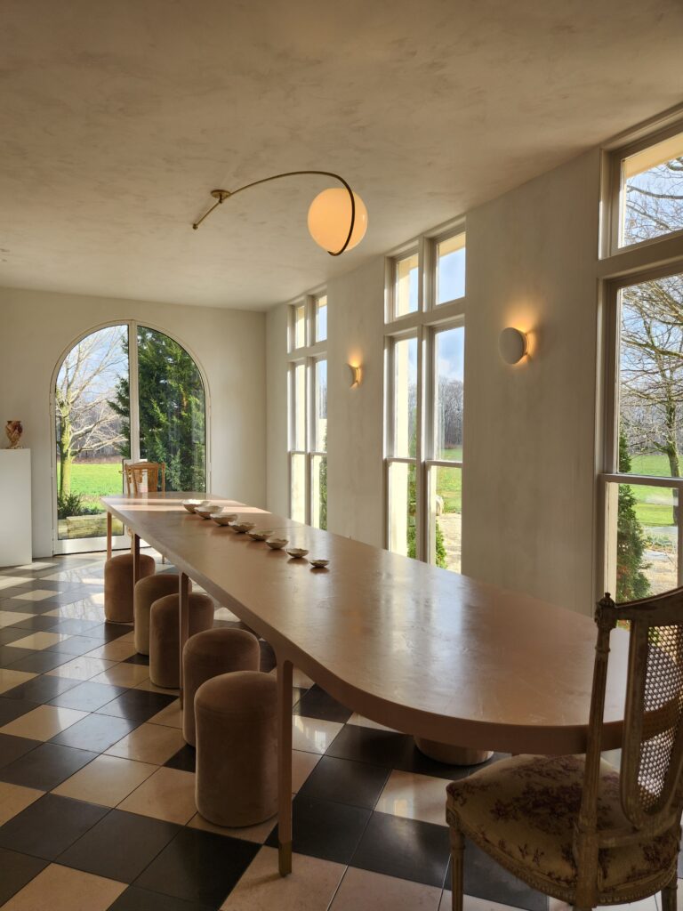 Kune 1860 table in Kitchen overlooking the garden